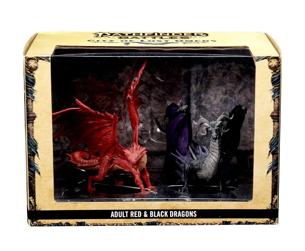 Pathfinder Battles City of Lost Omens pre-painted Premuim Miniatures  2-Pack Adult Red &amp; Black Dragon termékfotó