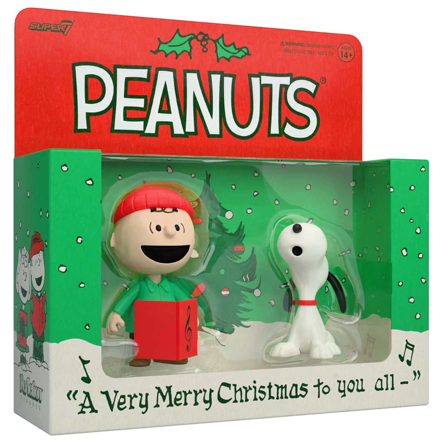 Peanuts ReAction Action 2 db-os figura csomag Brown and Snoopy (Caroling) 10 cm           termékfotó