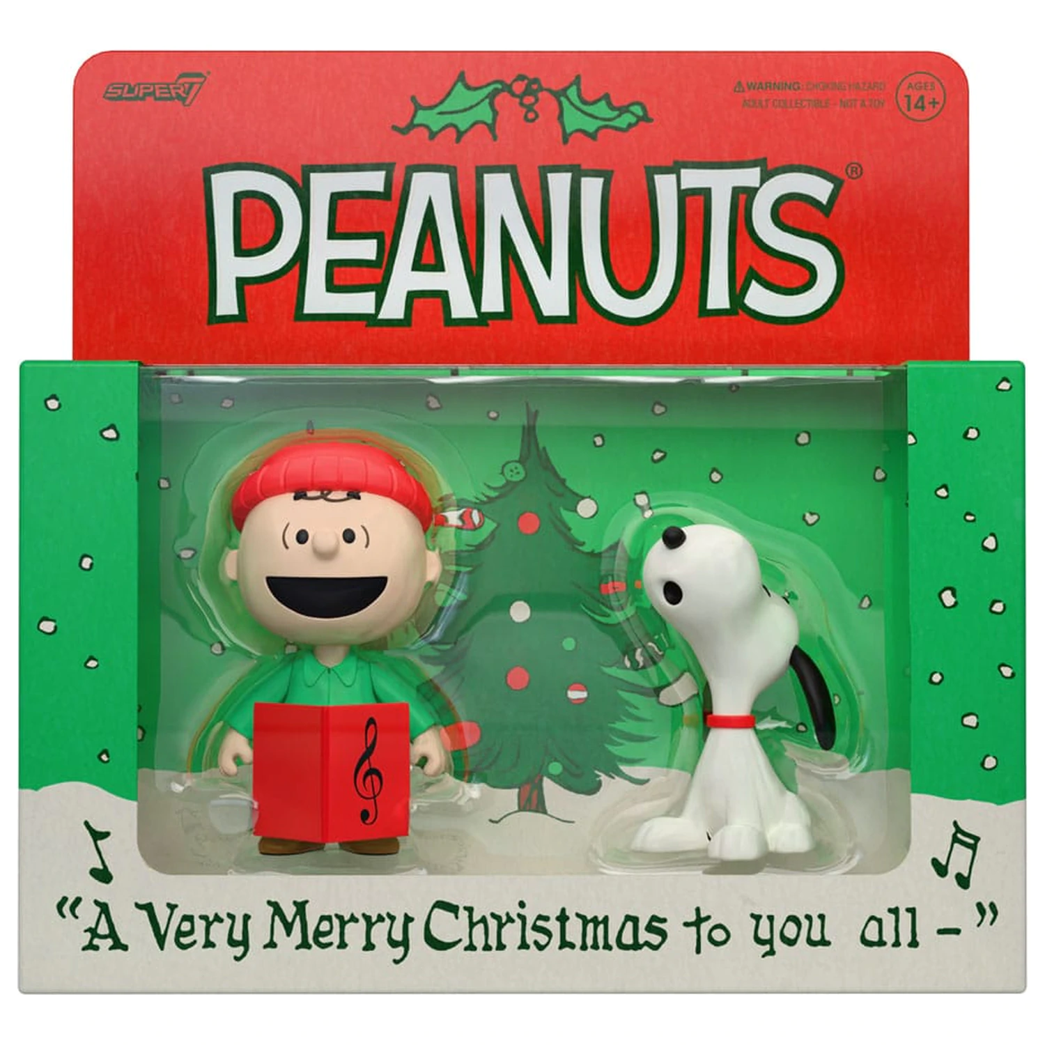 Peanuts ReAction Action 2 db-os figura csomag Brown and Snoopy (Caroling) 10 cm           termékfotó