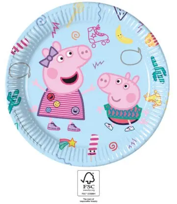 Pepa Pig Messy Play, Peppa malac papírtányér 8 db-os 23 cm FSC termékfotó