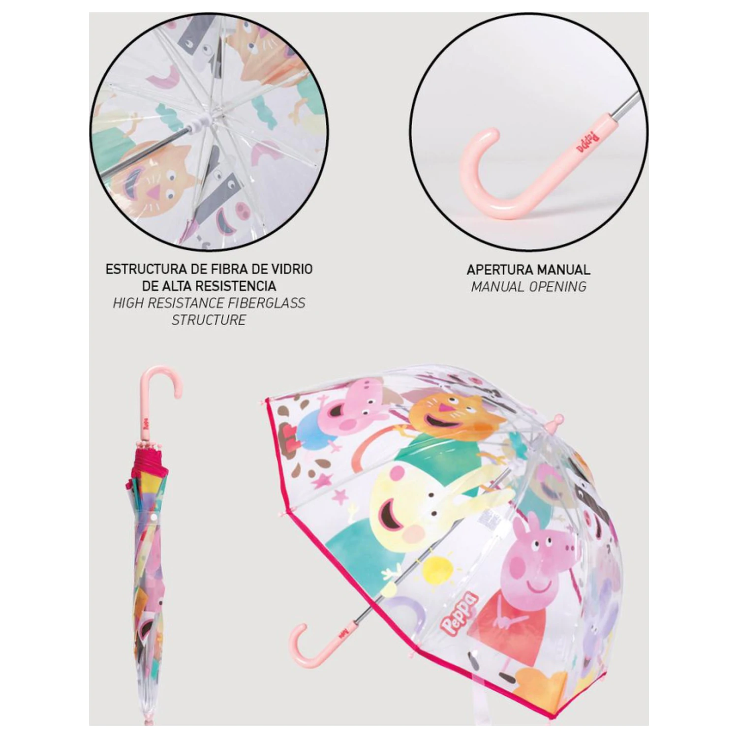 Peppa malac Buddies gyerek átlátszó esernyő Ø71 cm termékfotó