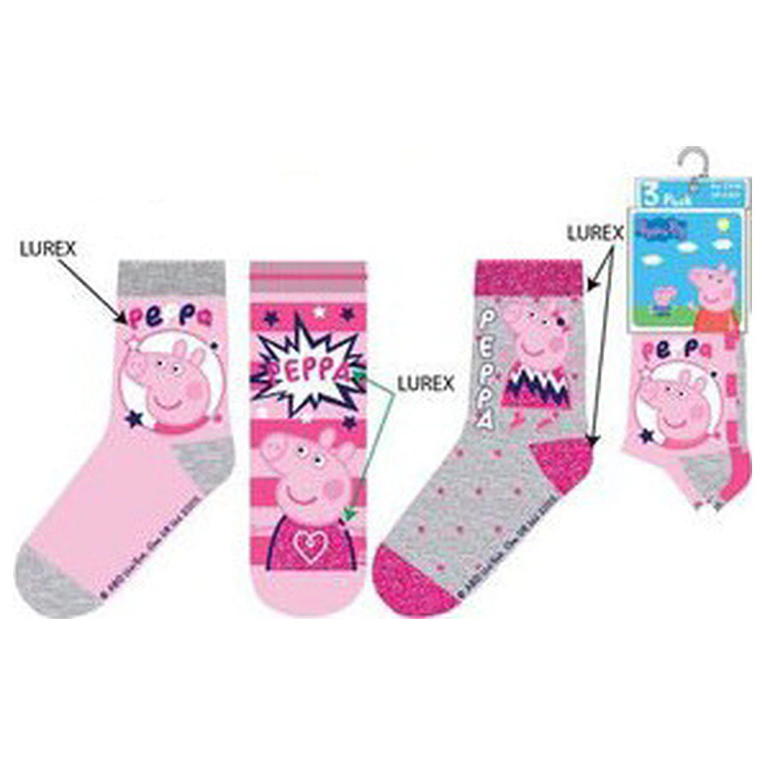 Peppa malac Sparkle Steps Grey gyerek zokni  27/30 termékfotó