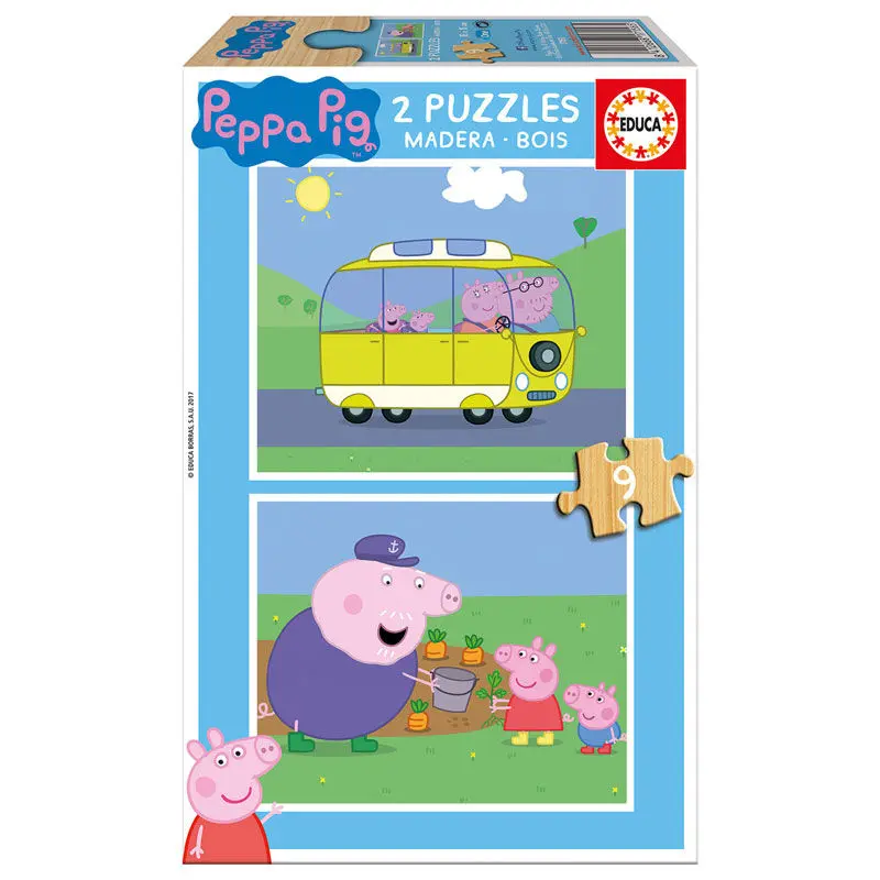 Peppa Pig fa puzzle 2x9db-os termékfotó