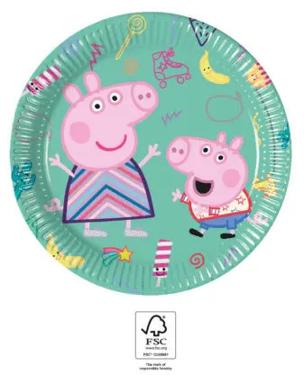 Peppa Pig Next Generation, Peppa malac papírtányér 8 db-os 20 cm FSC termékfotó