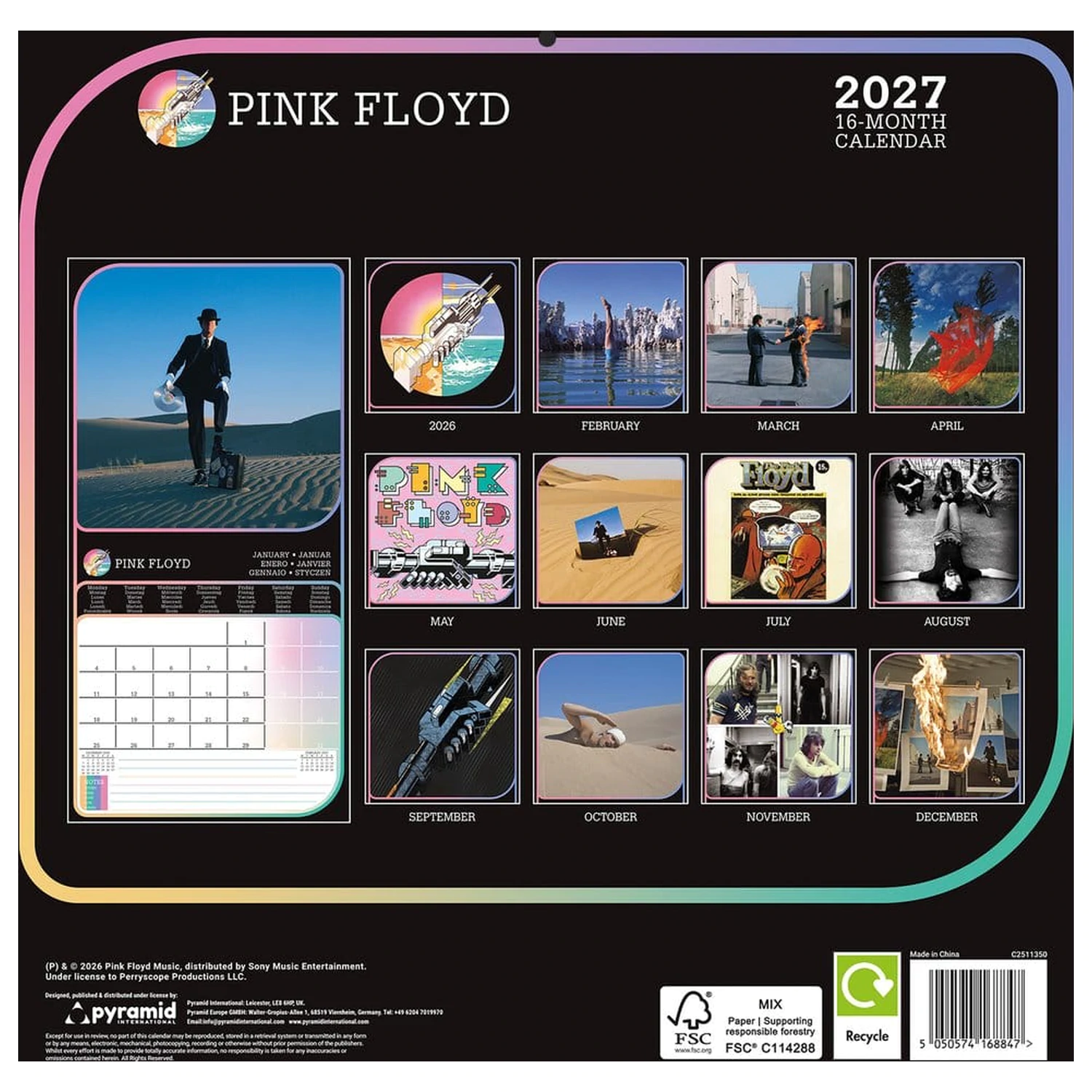 Pink Floyd naptár 2027 30 x 30 cm termékfotó