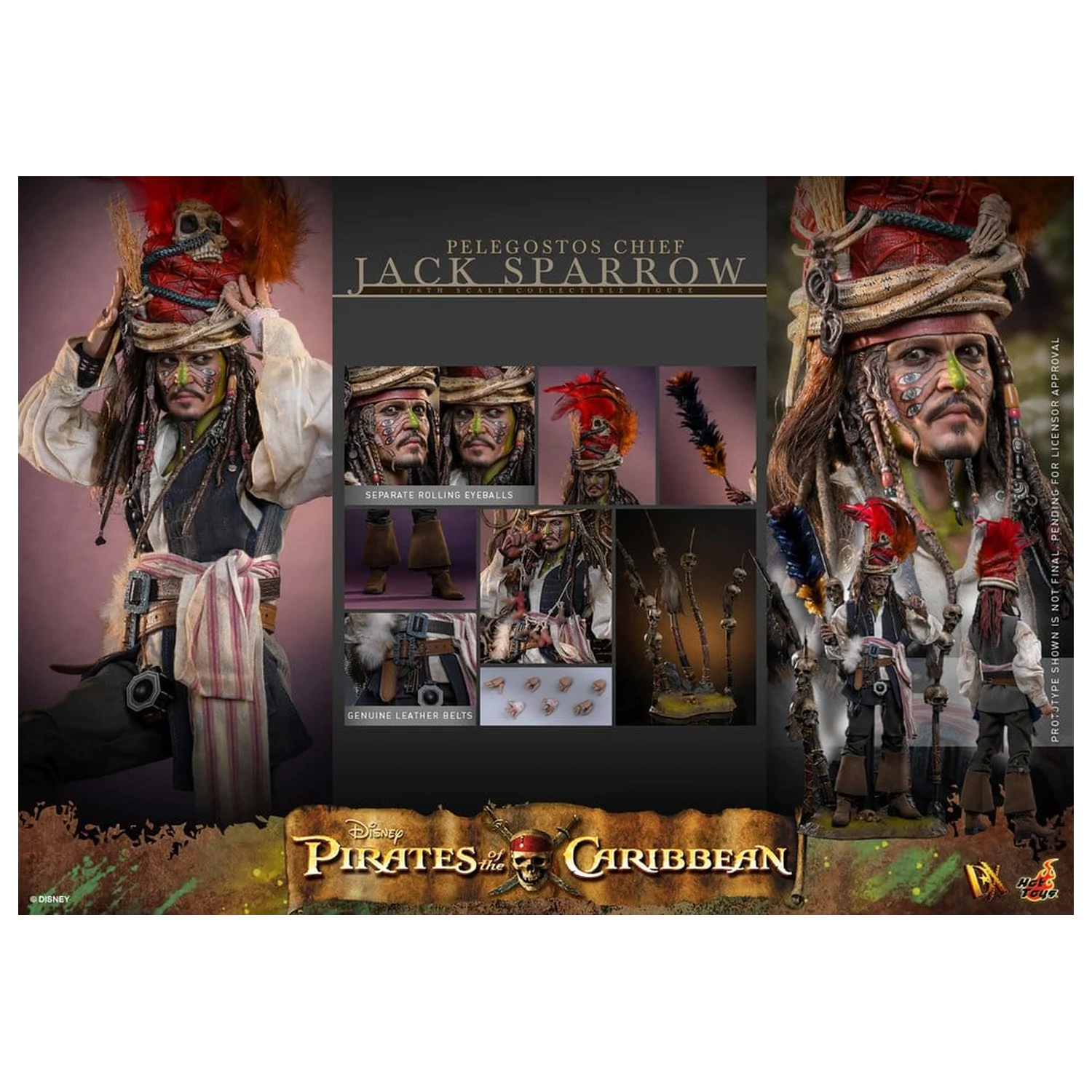 Pirates of the Caribbean: Dead Man's Chest Action DX figura 1/6 Pelegostos Chief Jack Sparrow 30 cm  termékfotó