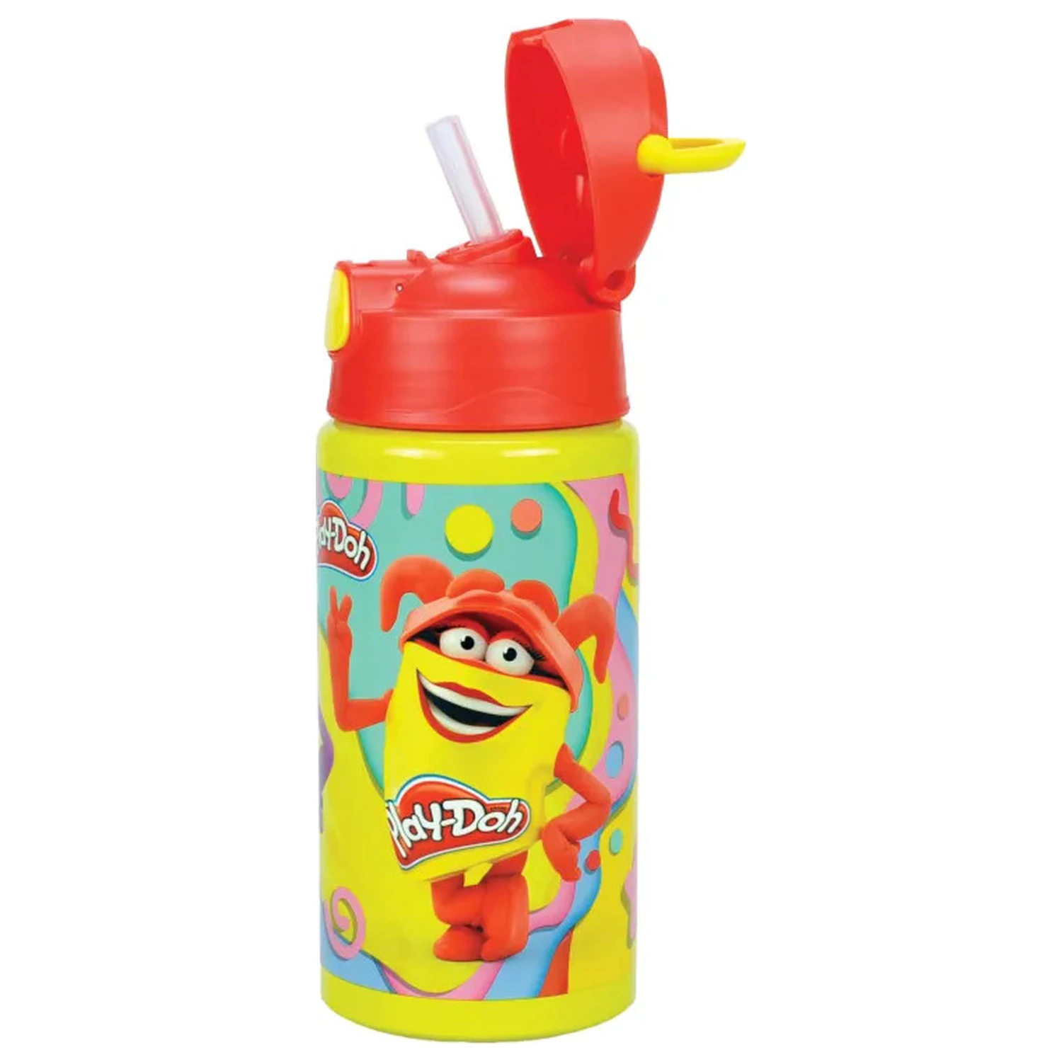 Play-Doh Happy alumínium szívószálas kulacs akasztóval 500 ml termékfotó