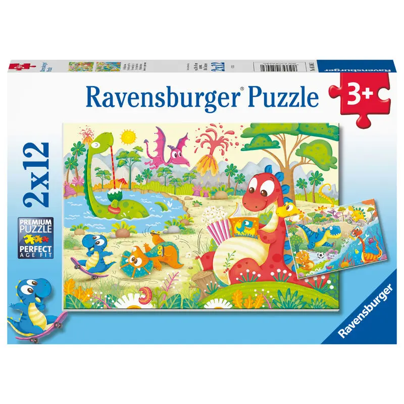 Playful dinosaurs puzzle 2x12db-os termékfotó