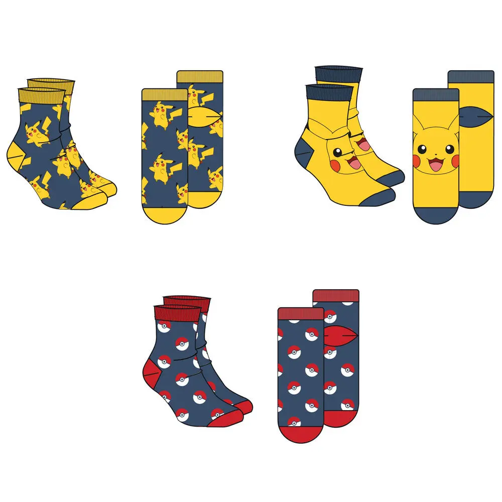 Pokemon assorted pack 3 socks adult termékfotó