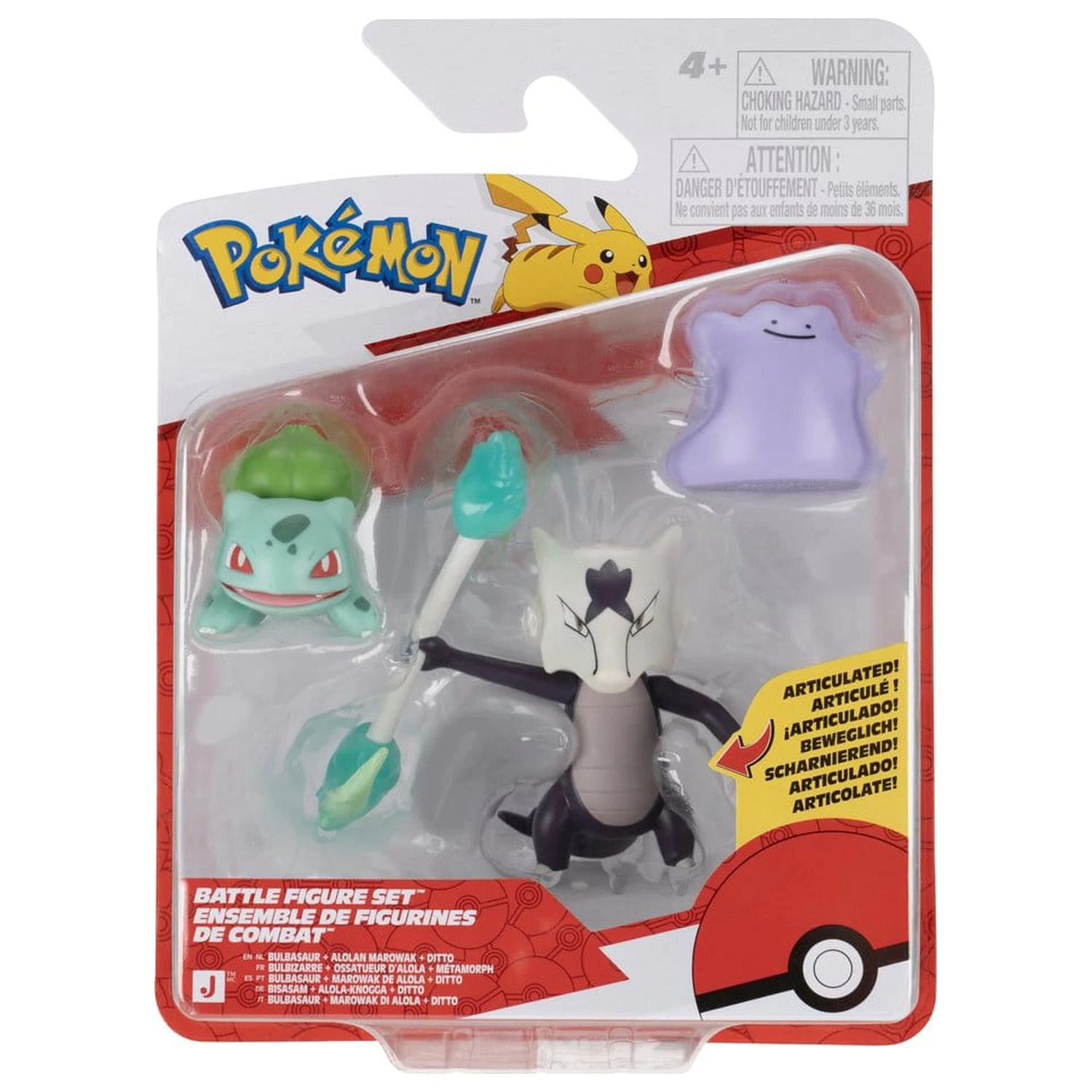 Pokémon Battle figura csomag akciófigura Bulbasaur, Ditto & Alolan Marowak (3-darabos) termékfotó