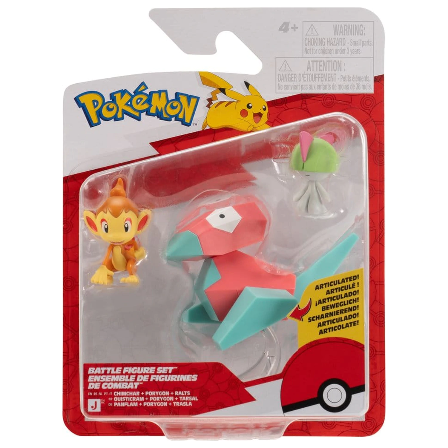 Pokémon Battle figura csomag akciófigura Chimchar, Ralts & Porygon (3-darabos) termékfotó