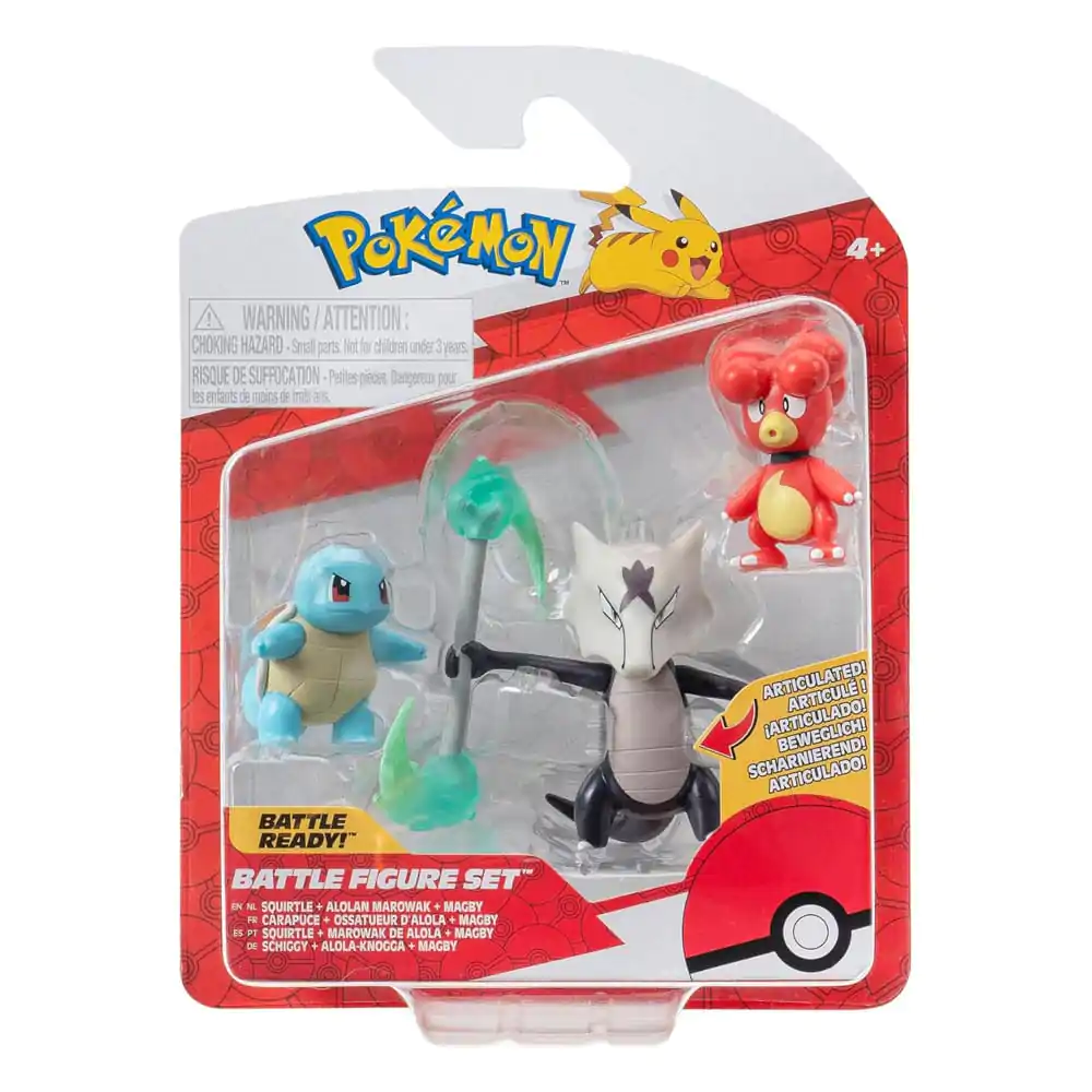 Pokémon Battle Figura Magby, Squirtle #4, Alolan Marowak 3 db-os figura csomag 5 cm termékfotó