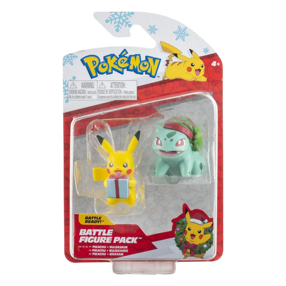 Pokémon Battle figura Pack Holiday Edition: Pikachu &amp; Bulbasaur 5 cm-es Mini figura csomag termékfotó