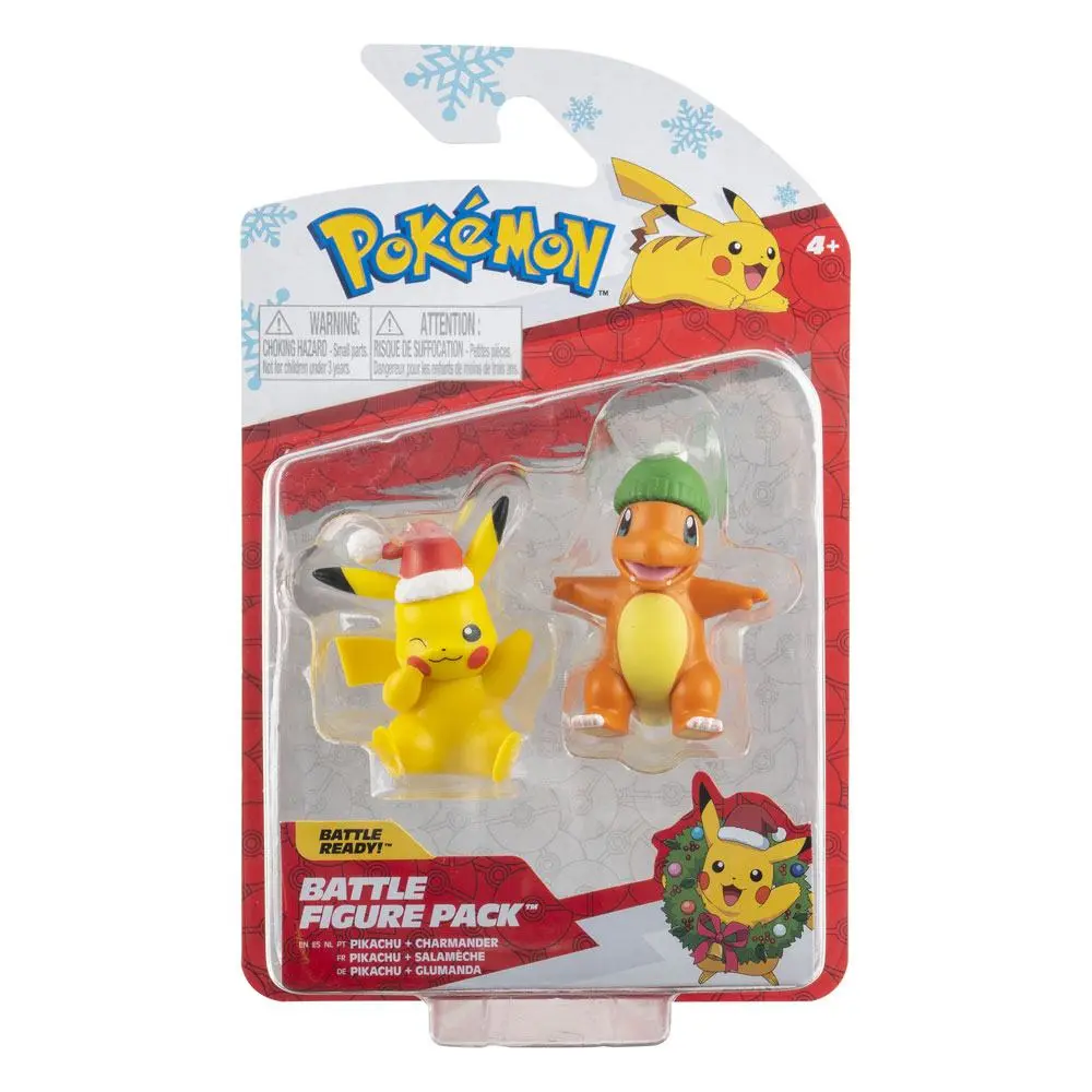 Pokémon Battle figura Pack Holiday Edition: Pikachu &amp; Charmander 5 cm-es Mini figura csomag termékfotó