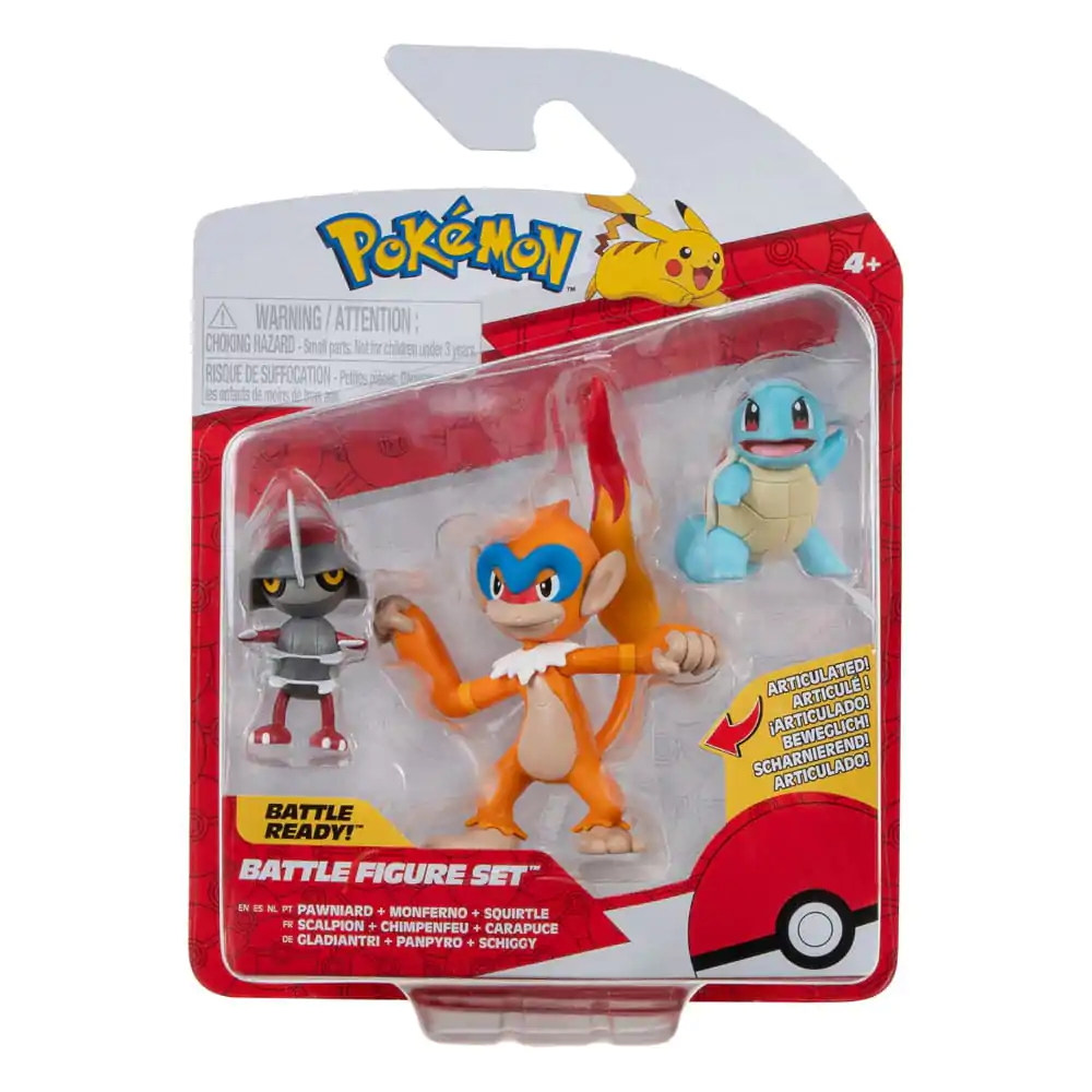 Pokémon Battle Figure Pawniard, Squirtle #1, Monferno 3 db-os figura csomag 5 cm termékfotó