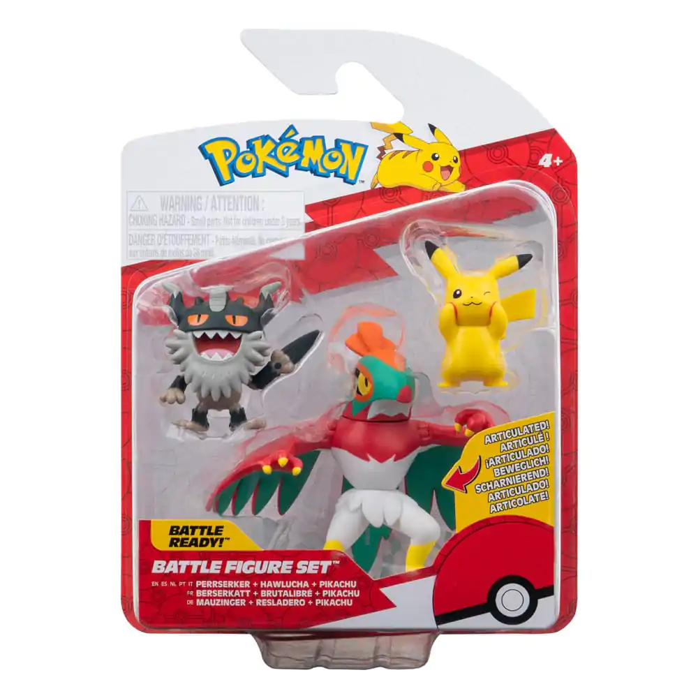 Pokémon Battle Figure Pikachu #8, Perrserker, Hawlucha 3 db-os figura csomag 5 cm termékfotó