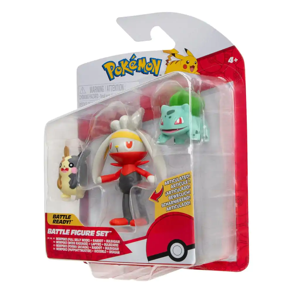 Pokémon Battle Figure Set 3-Pack Morpeko (Full-Belly Mode), Bulbasaur #1, Raboot 5 cm termékfotó