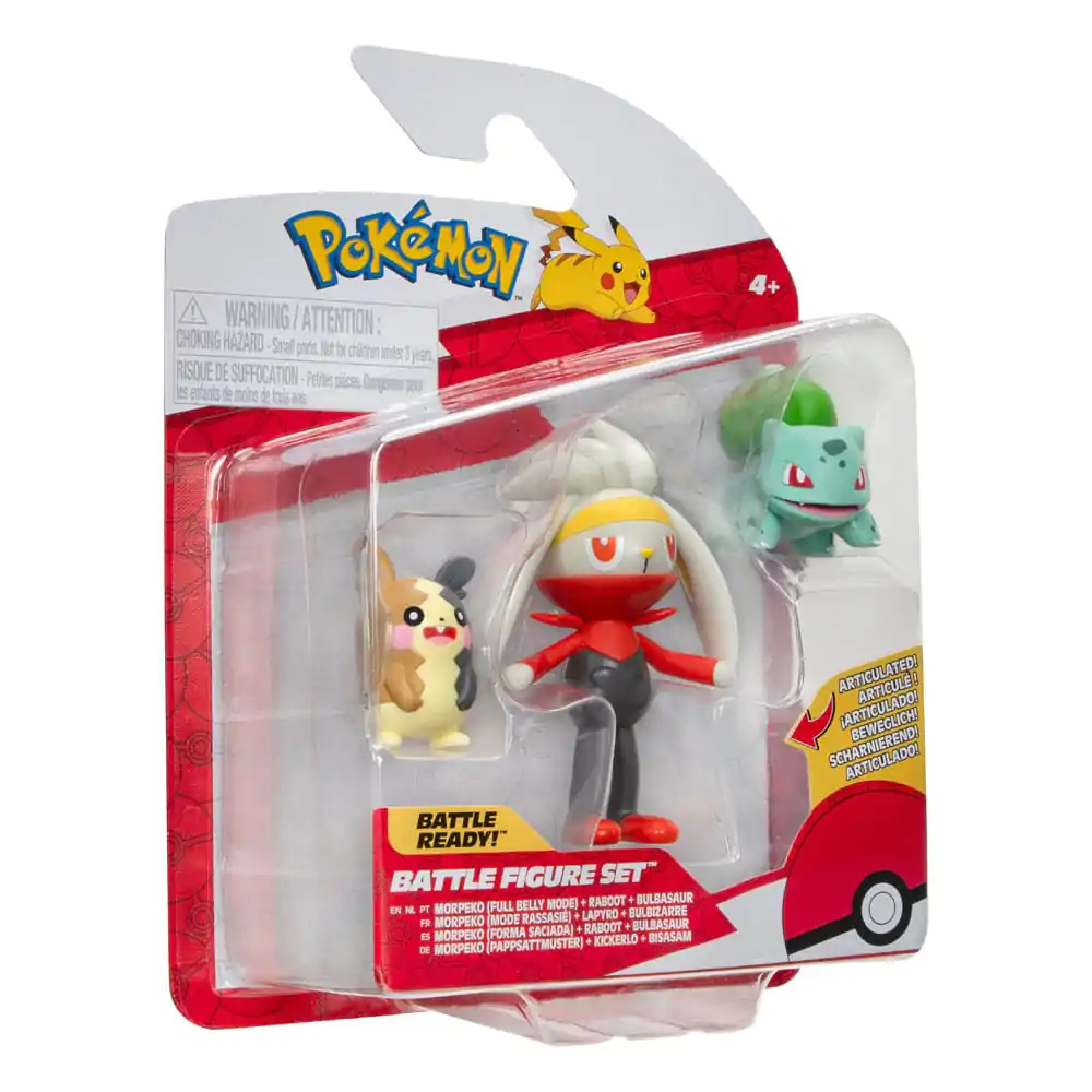 Pokémon Battle Figure Set 3-Pack Morpeko (Full-Belly Mode), Bulbasaur #1, Raboot 5 cm termékfotó