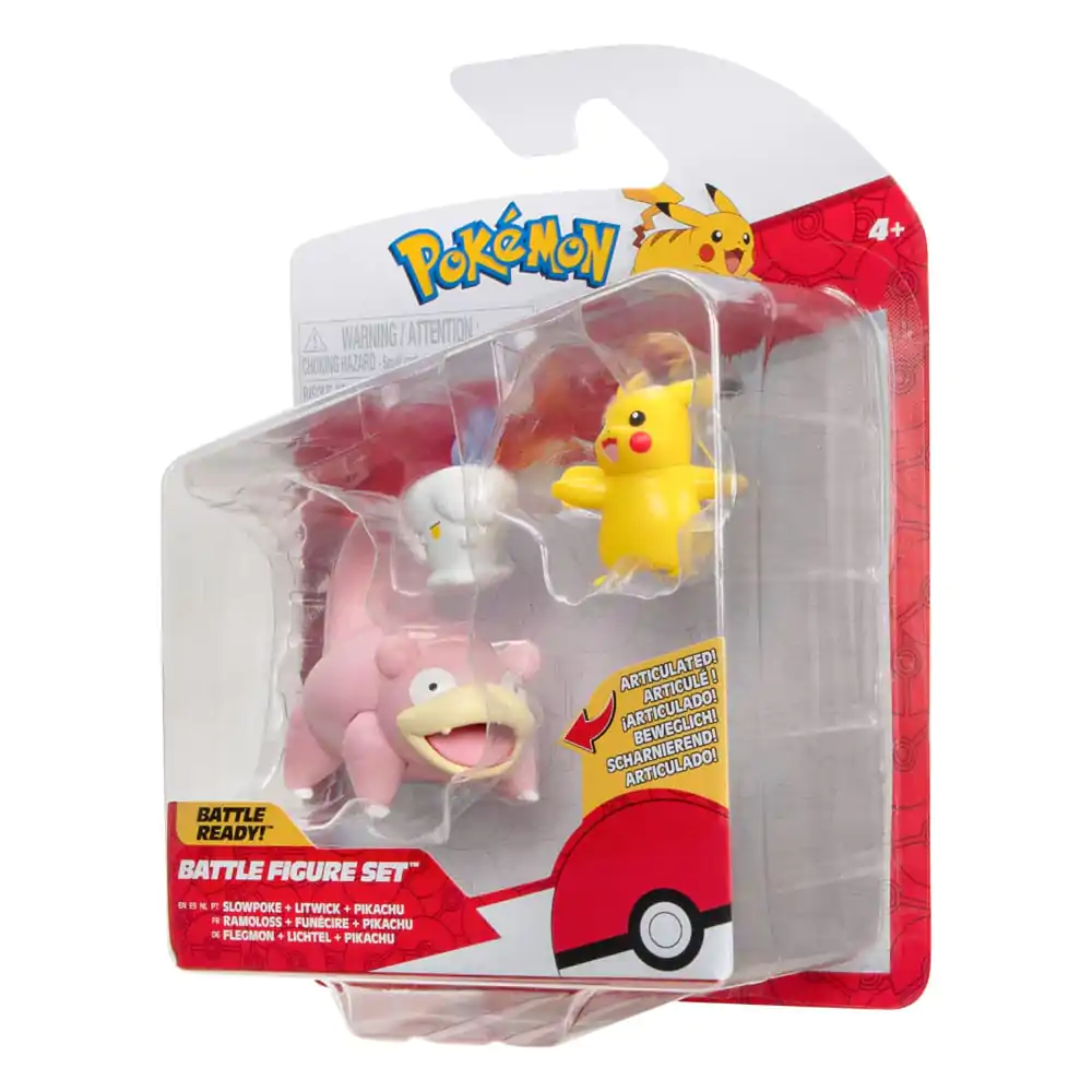 Pokémon Battle Figure Pikachu (Female), Litwick, Slowpoke 3 db-os figura csomag 5 cm termékfotó