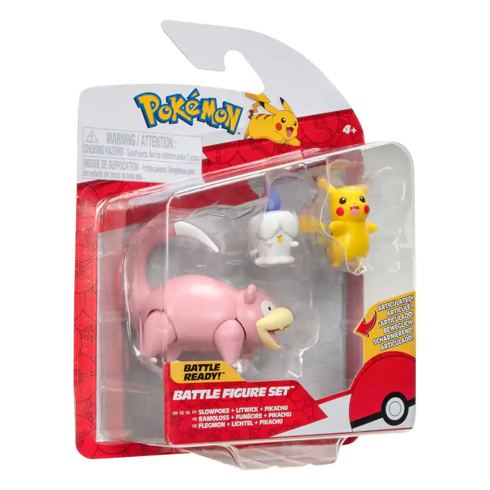 Pokémon Battle Figure Pikachu (Female), Litwick, Slowpoke 3 db-os figura csomag 5 cm termékfotó