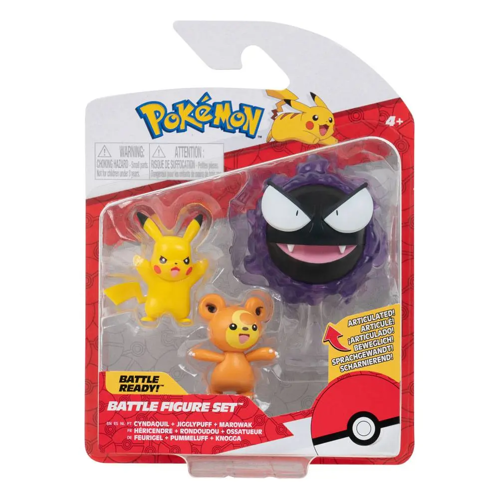 Pokémon Battle Teddiursa, Pikachu #9, Gastly figura csomag 5 cm termékfotó
