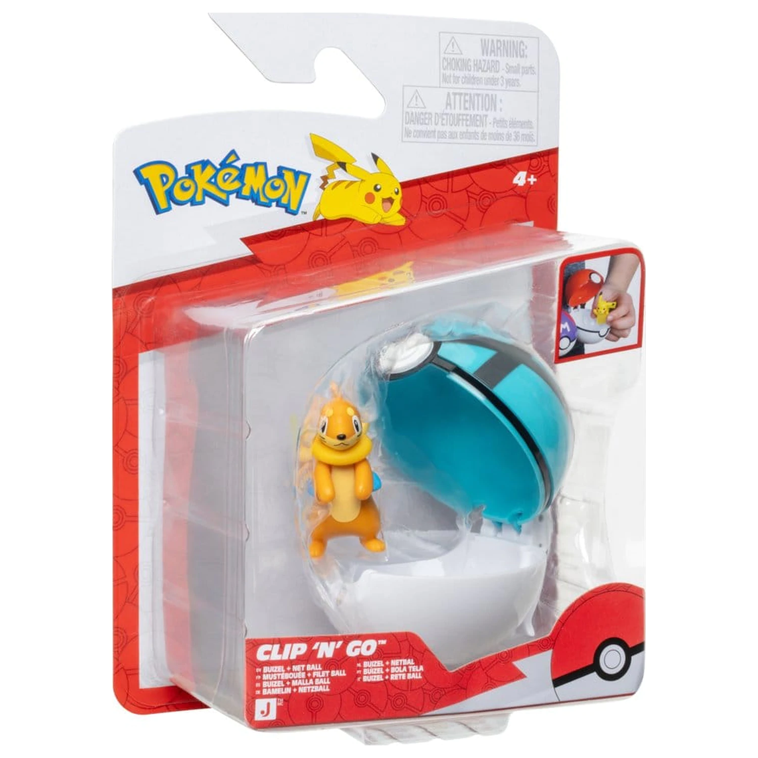 Pokémon Clip 'n' Go akciófigura Buizel & Net Ball termékfotó