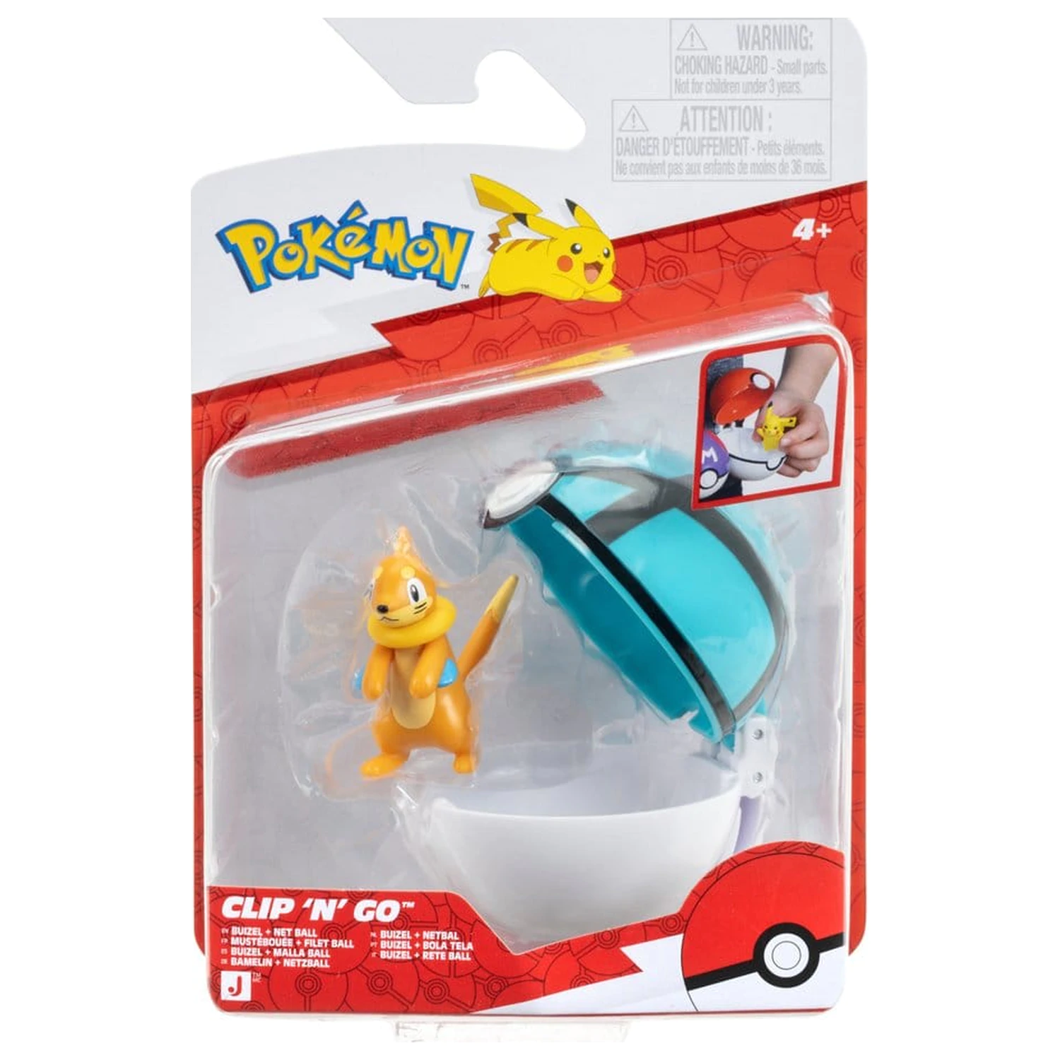 Pokémon Clip 'n' Go akciófigura Buizel & Net Ball termékfotó