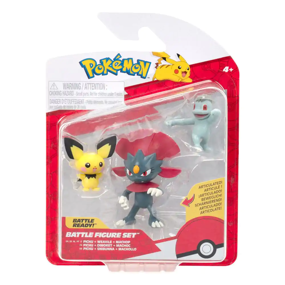 Pokémon First Partner Battle 3 db-os figura csomag Pichu, Machop, &amp; Weavile termékfotó