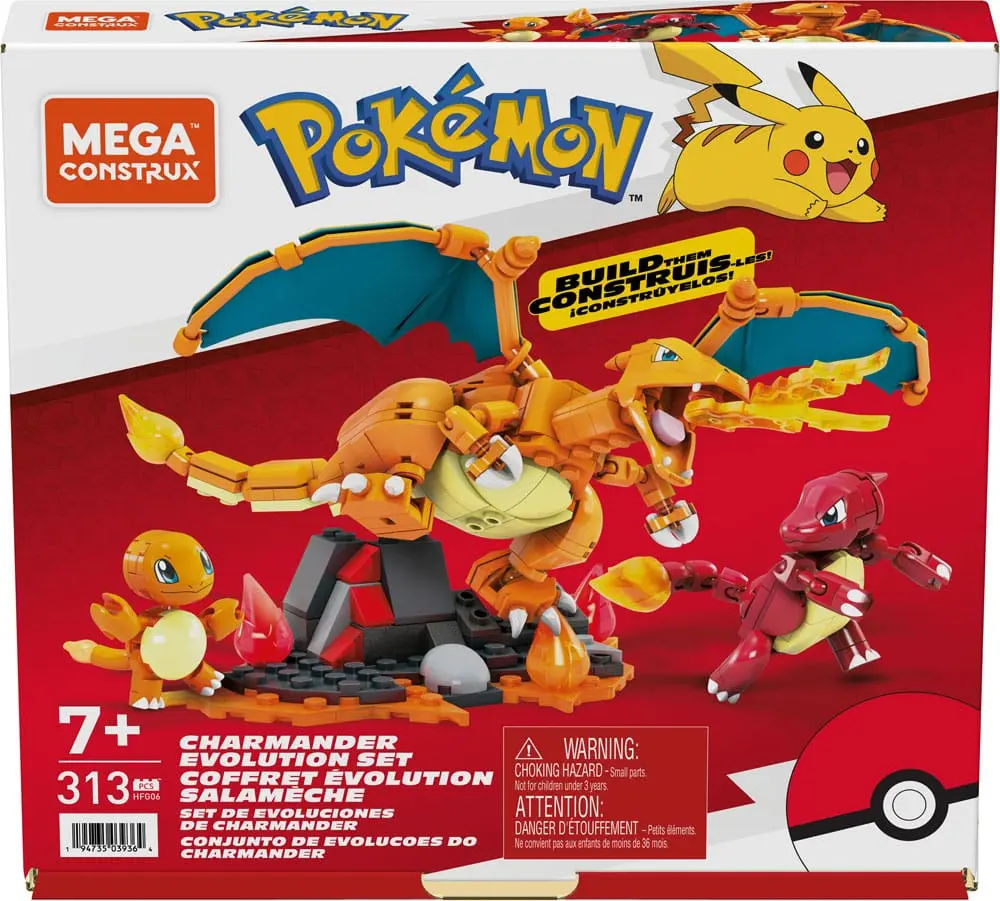 Pokémon Mega Construx Bauset Glumanda Evolutionsset termékfotó