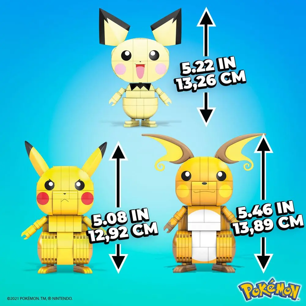 Pokémon Mega Construx Wonder Builders Pikachu Evolution Trio építőkészlet 13 cm termékfotó
