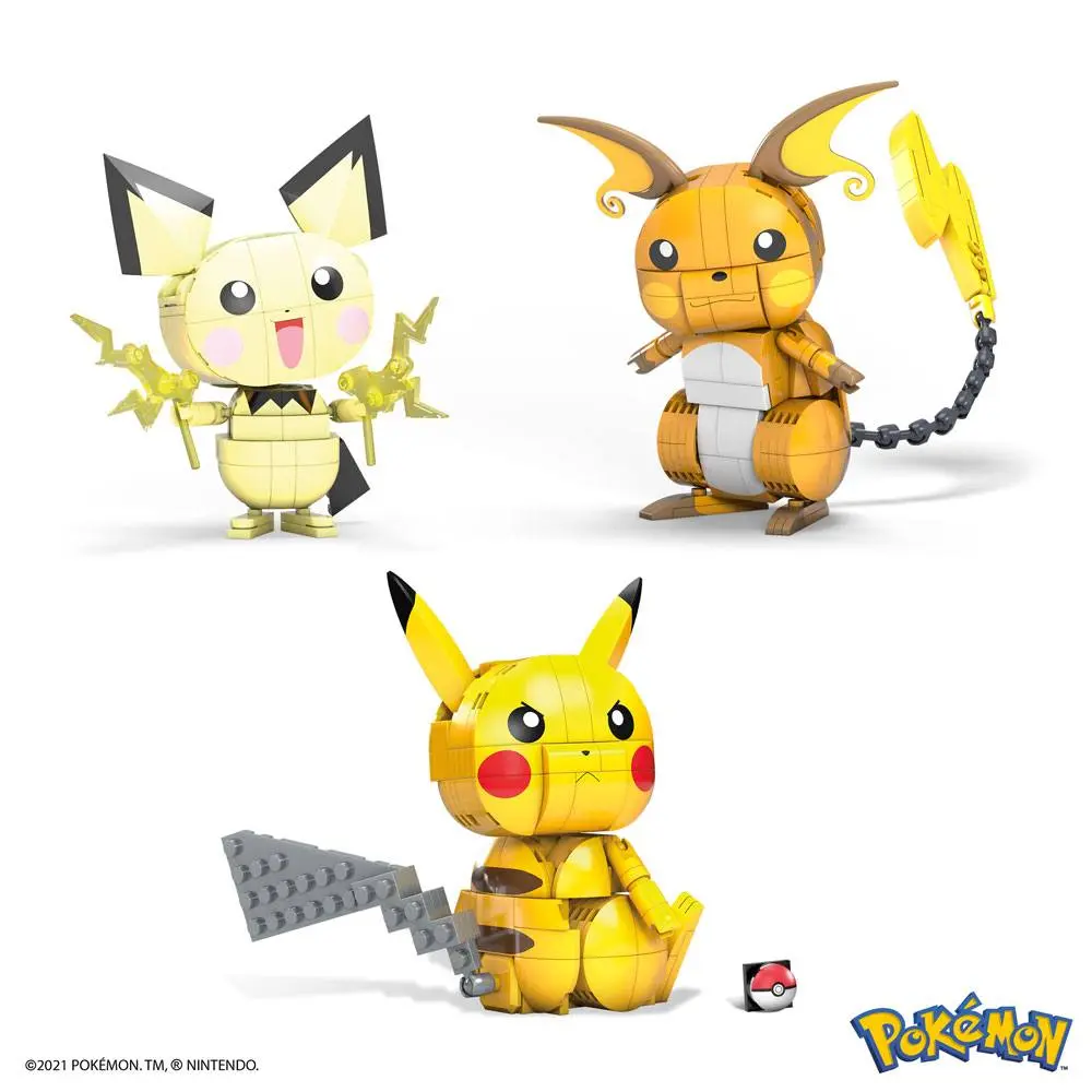 Pokémon Mega Construx Wonder Builders Pikachu Evolution Trio építőkészlet 13 cm termékfotó