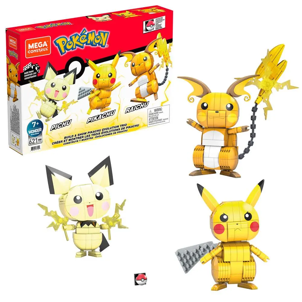 Pokémon Mega Construx Wonder Builders Pikachu Evolution Trio építőkészlet 13 cm termékfotó