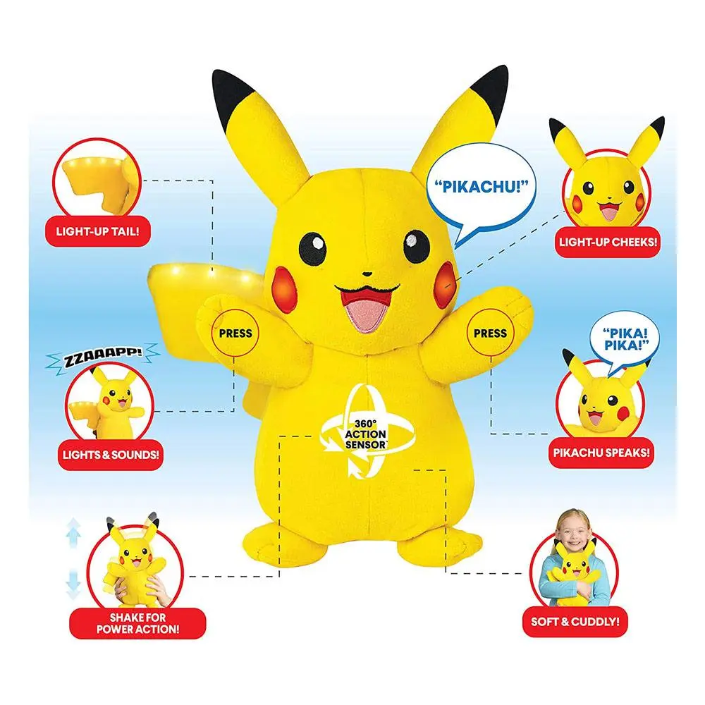 Pokémon Power Action Pikachu beszélő plüss figura 25 cm termékfotó