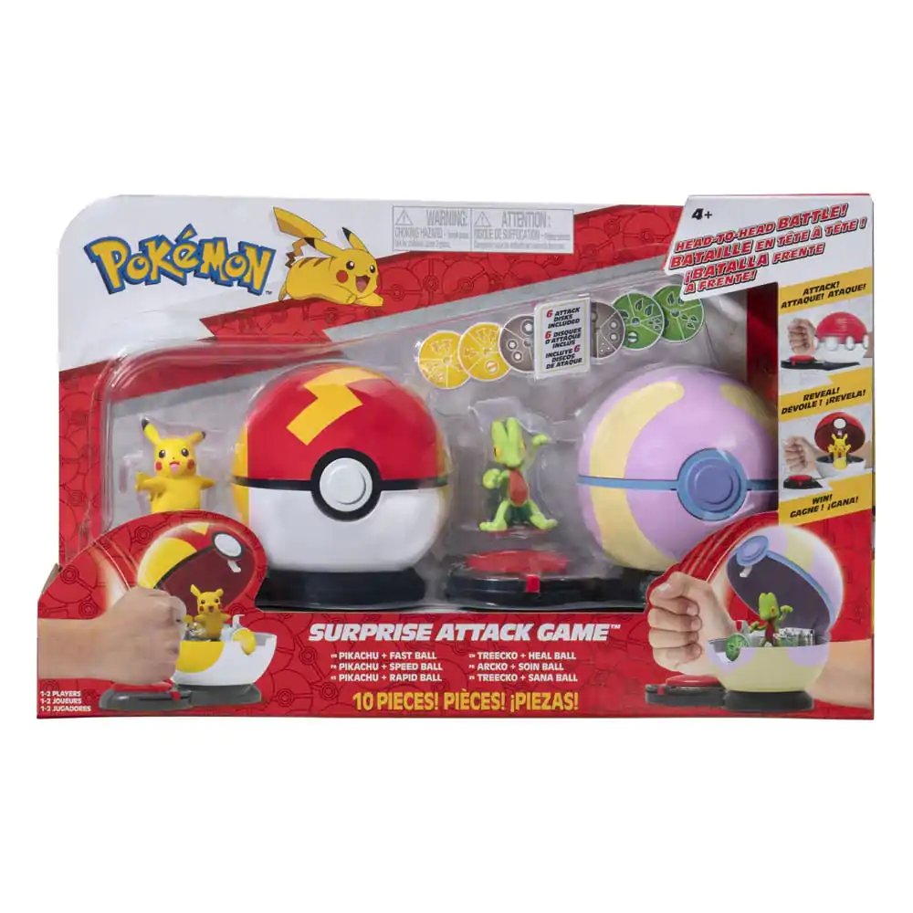 Pokémon Surprise Attack Game Pikachu (female) with Fast Ball vs. Treecko with Heal Ball termékfotó