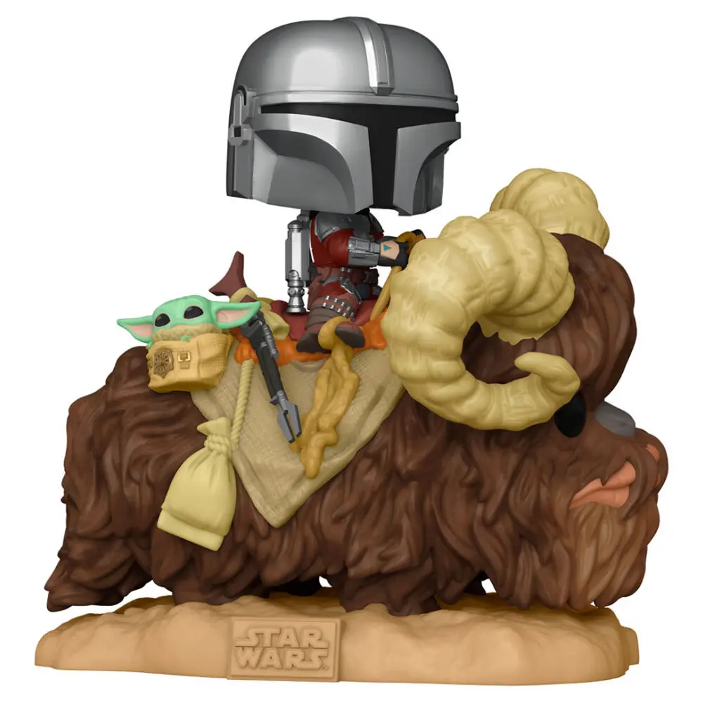 Funko POP figura Star Wars The Mandalorian Mando on Bantha with Child in Bag termékfotó