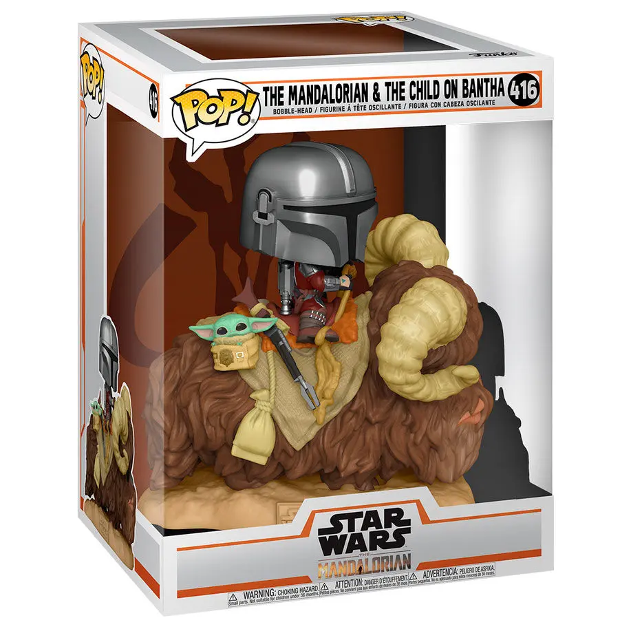 Funko POP figura Star Wars The Mandalorian Mando on Bantha with Child in Bag termékfotó