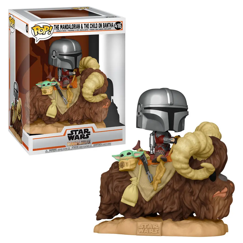 Funko POP figura Star Wars The Mandalorian Mando on Bantha with Child in Bag termékfotó