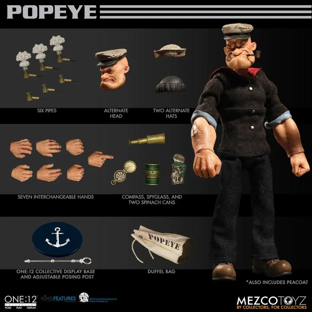 Popeye 1/12 Popeye akciófigura 14 cm termékfotó