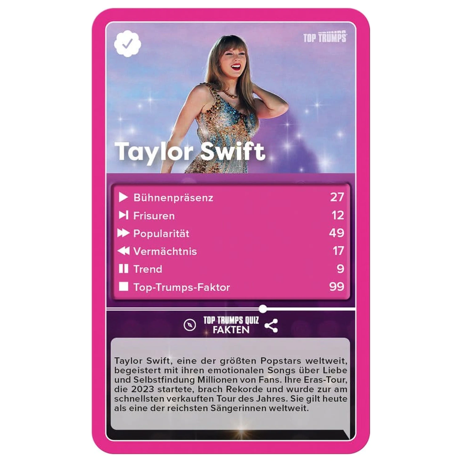 Popstars Top Trumps német nyelvű kártyajáték  termékfotó