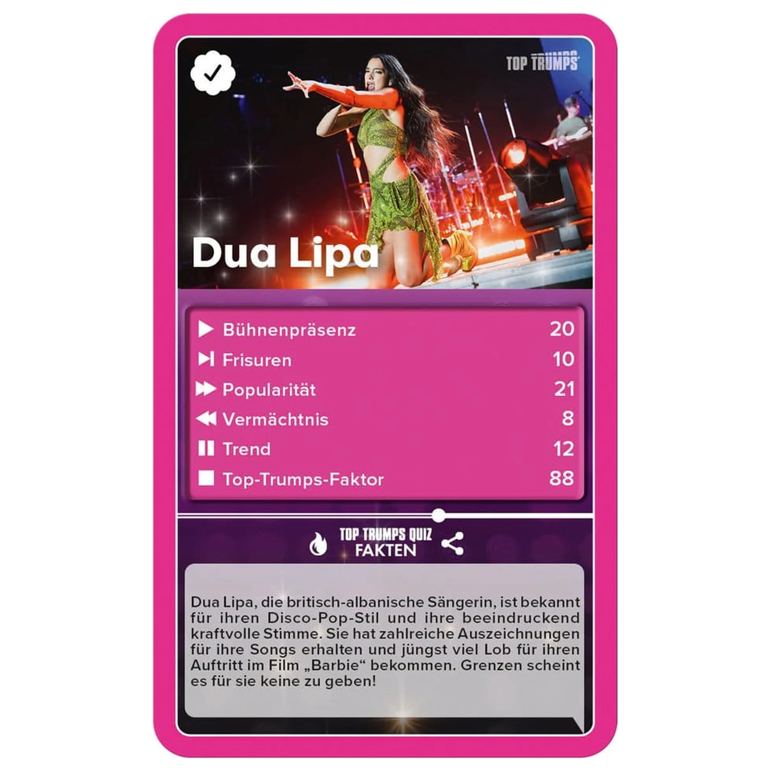 Popstars Top Trumps német nyelvű kártyajáték  termékfotó