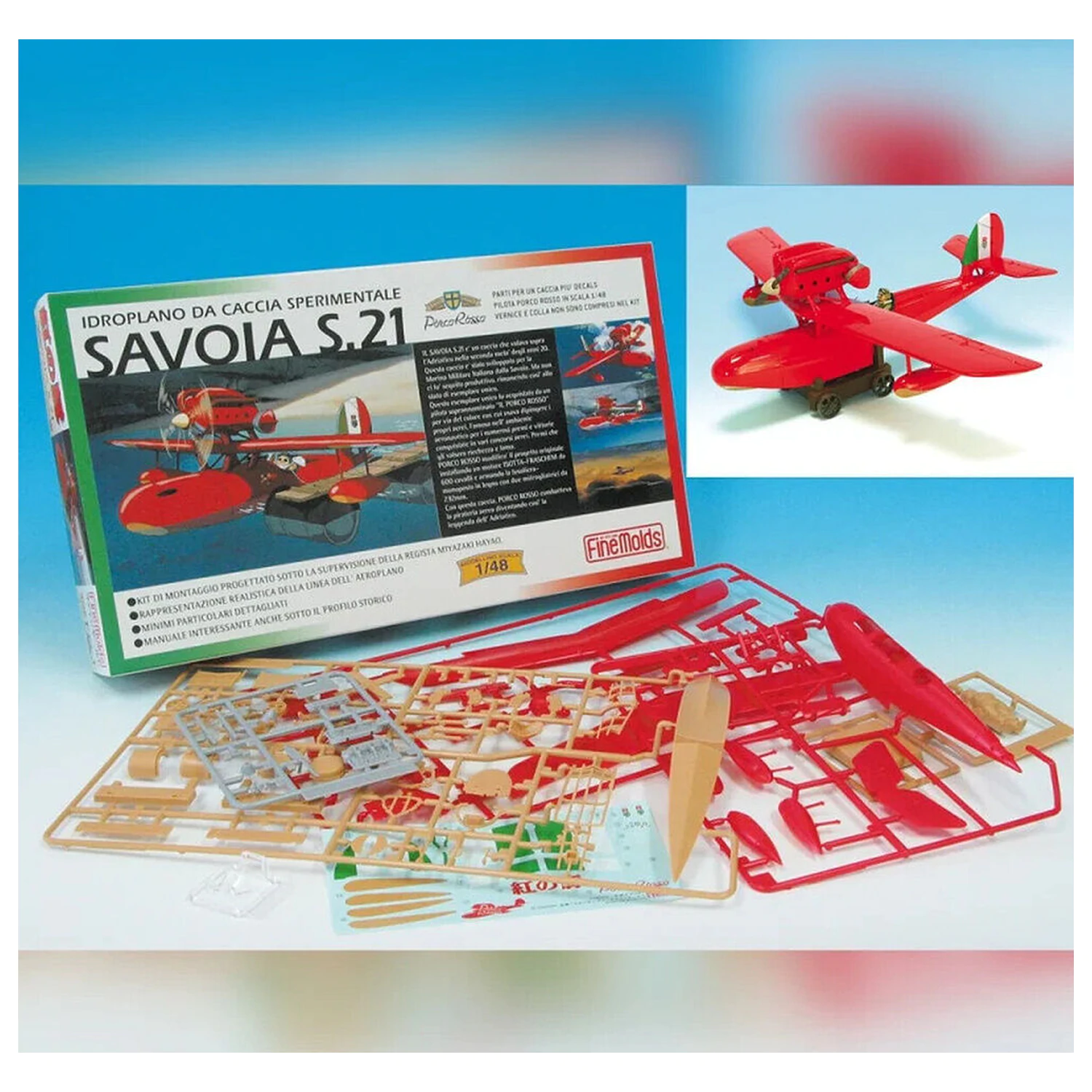 Porco Rosso Savoia S.21 Seaplane modell készlet + Porco Rosso figura termékfotó