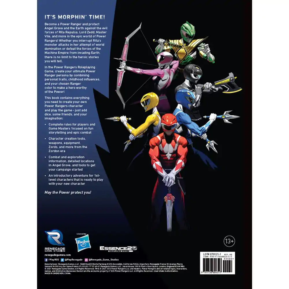Power Rangers RPG Core angol nyelvű szabálykönyv termékfotó