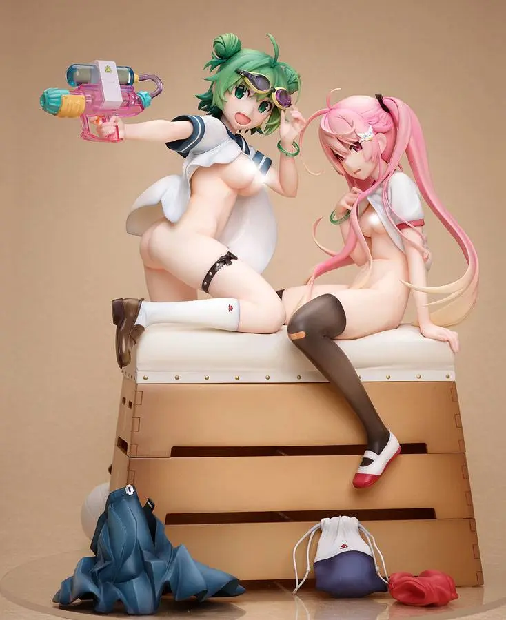 Poyoyon Rock Artwork Collection 1/5.5 Midori & Pink Sukumizu PVC szobor figura 28 cm termékfotó