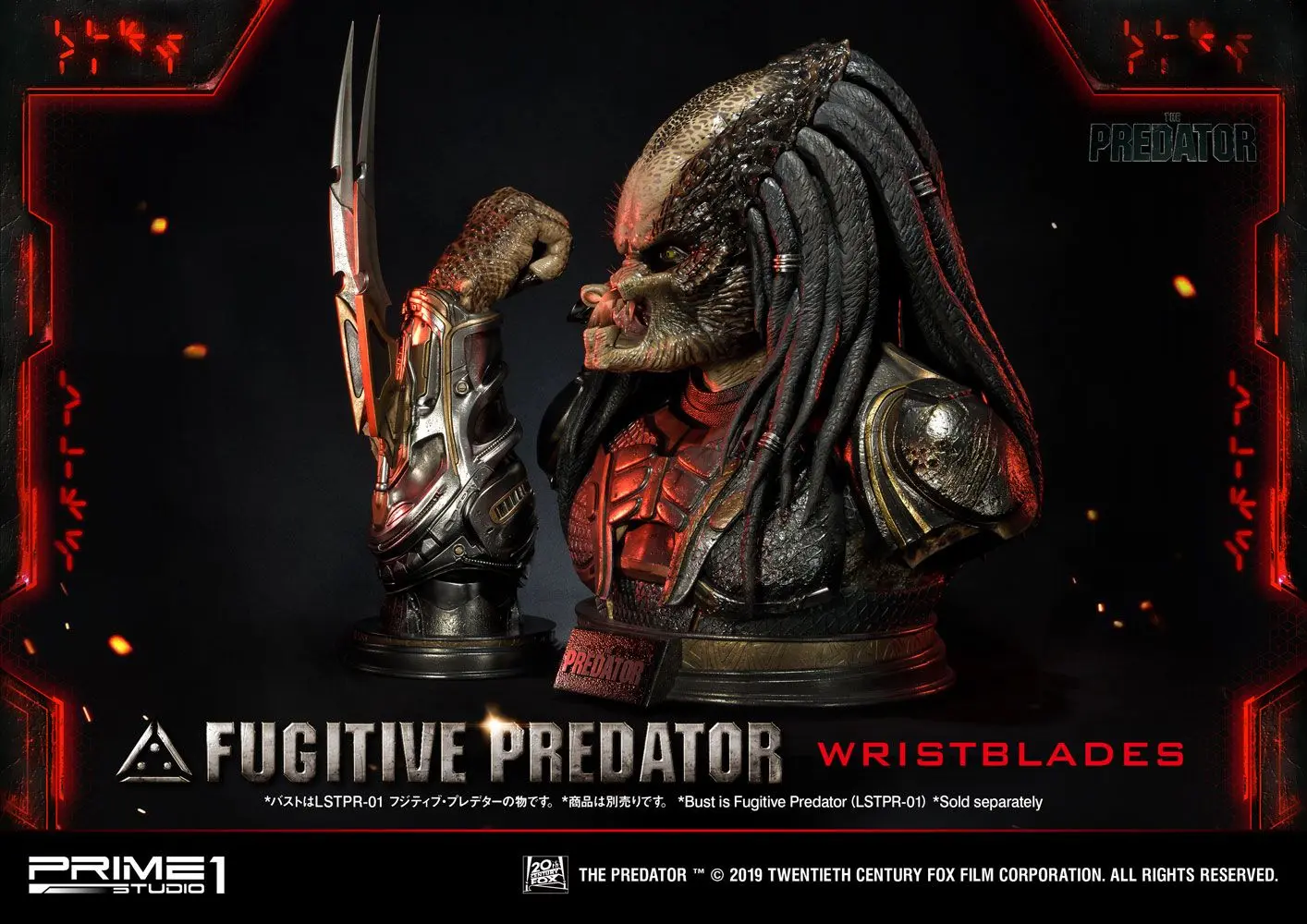 Predator 2018 1/1 Fugitive Predator WristPenges mellszobor figura 74 cm termékfotó