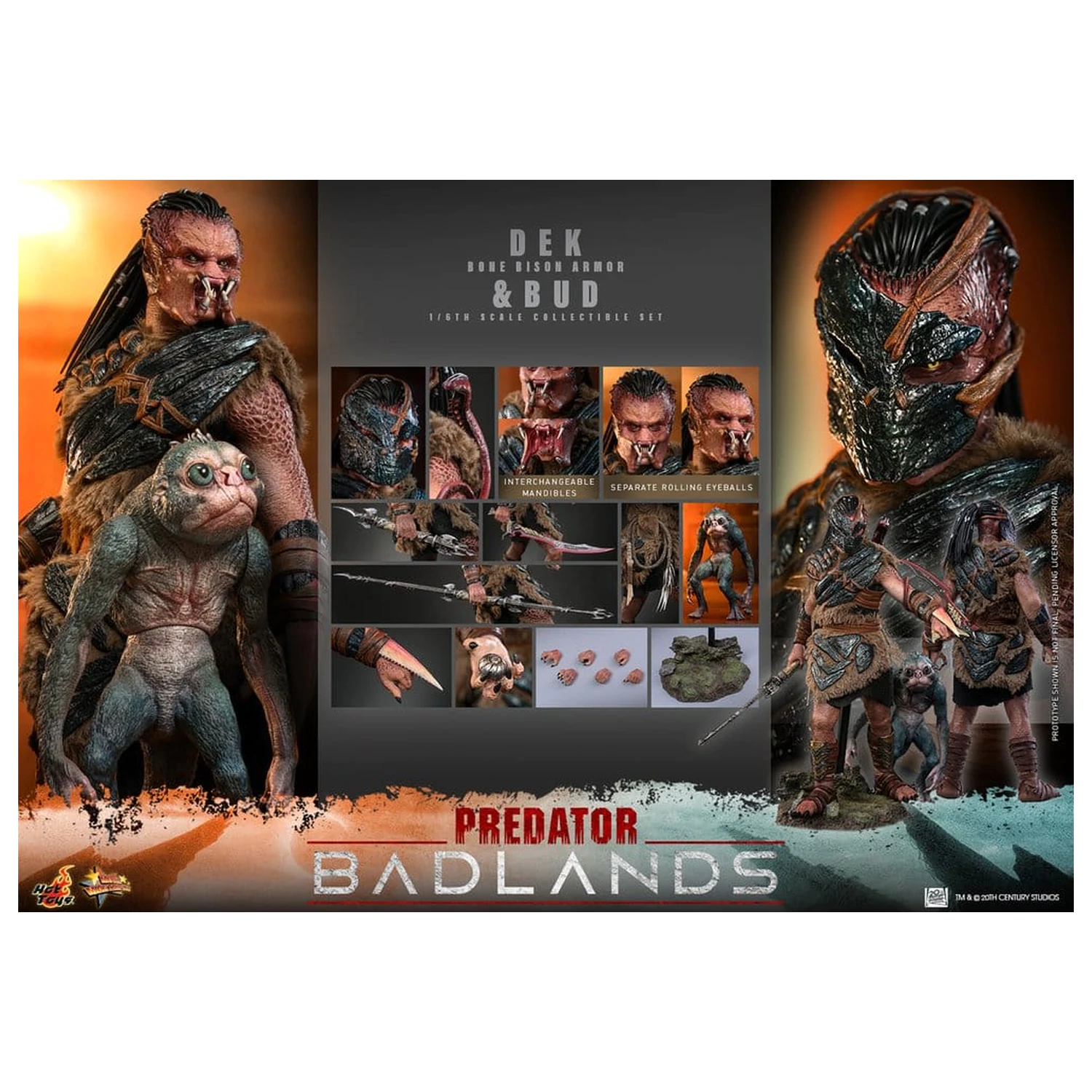 Predator: Badlands Movie Masterpiece Action 1/6 Dek (Bone Bison Armor) and Bud 2 db-os figura csomag 31 cm termékfotó