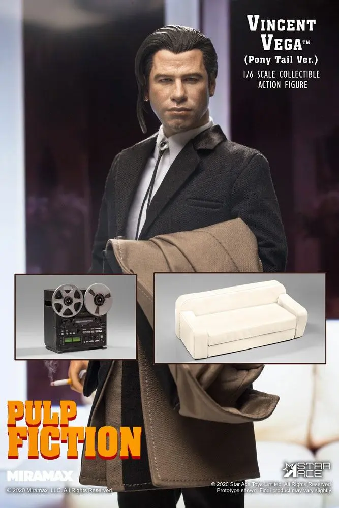 Pulp Fiction My Favourite Movie akciófigura 1/6 Vincent Vega 2.0 (Pony Tail) Deluxe Version 30 cm termékfotó