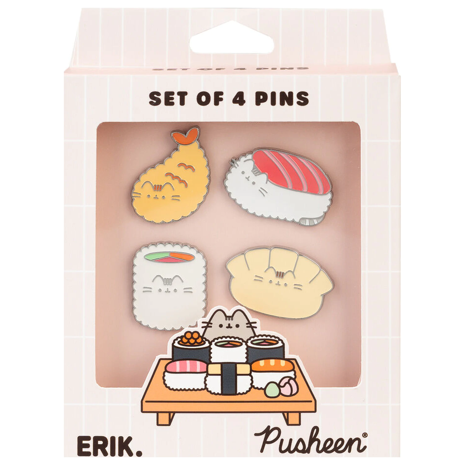 Pusheen Sushi Roll 4 db-os kitűző csomag  termékfotó