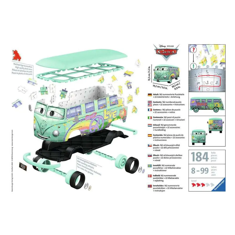 Ravensburger 3D Puzzle Volkswagen T1 Cars Fillmore (184 darab) termékfotó