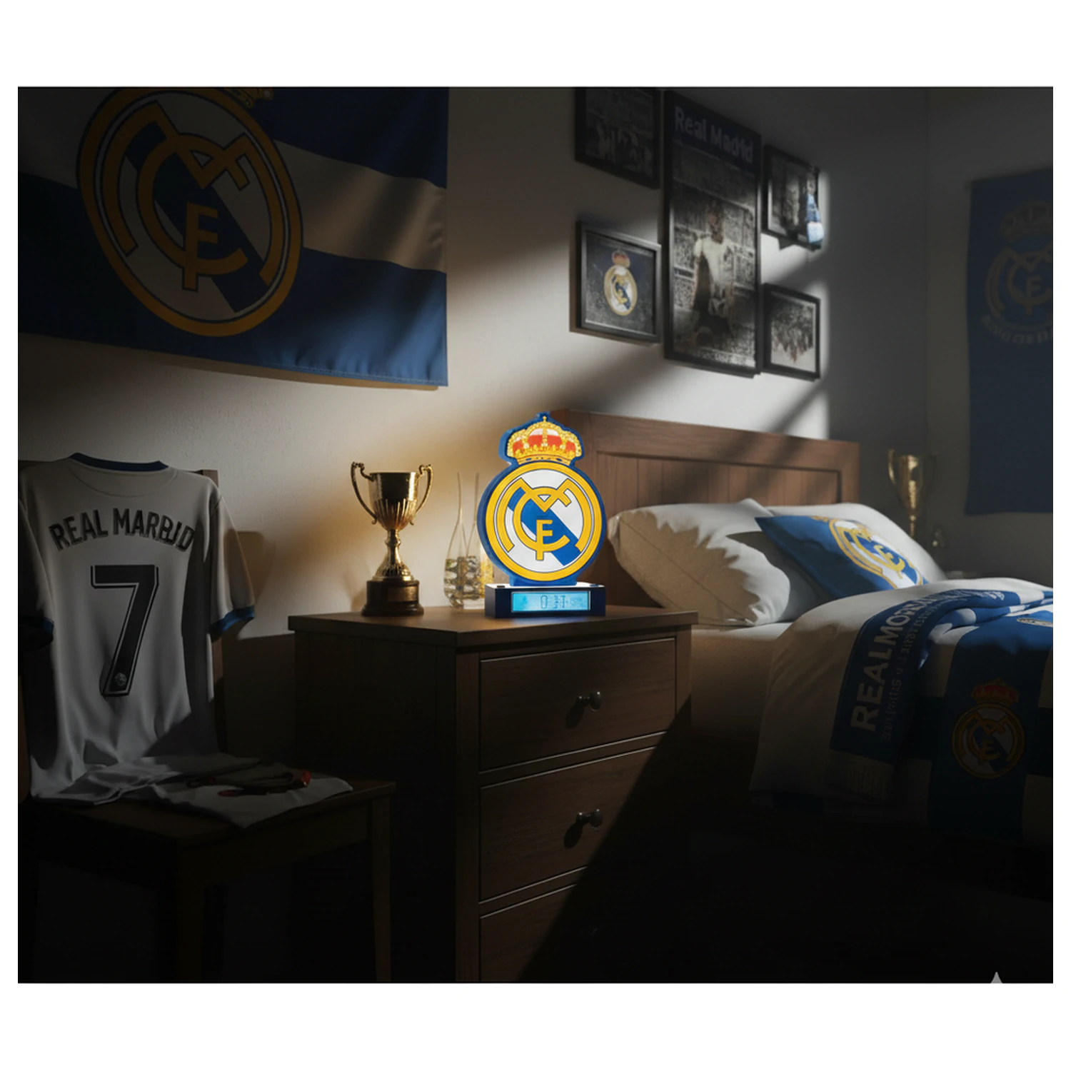 Real Madrid 3D ébresztőórás lámpa termékfotó