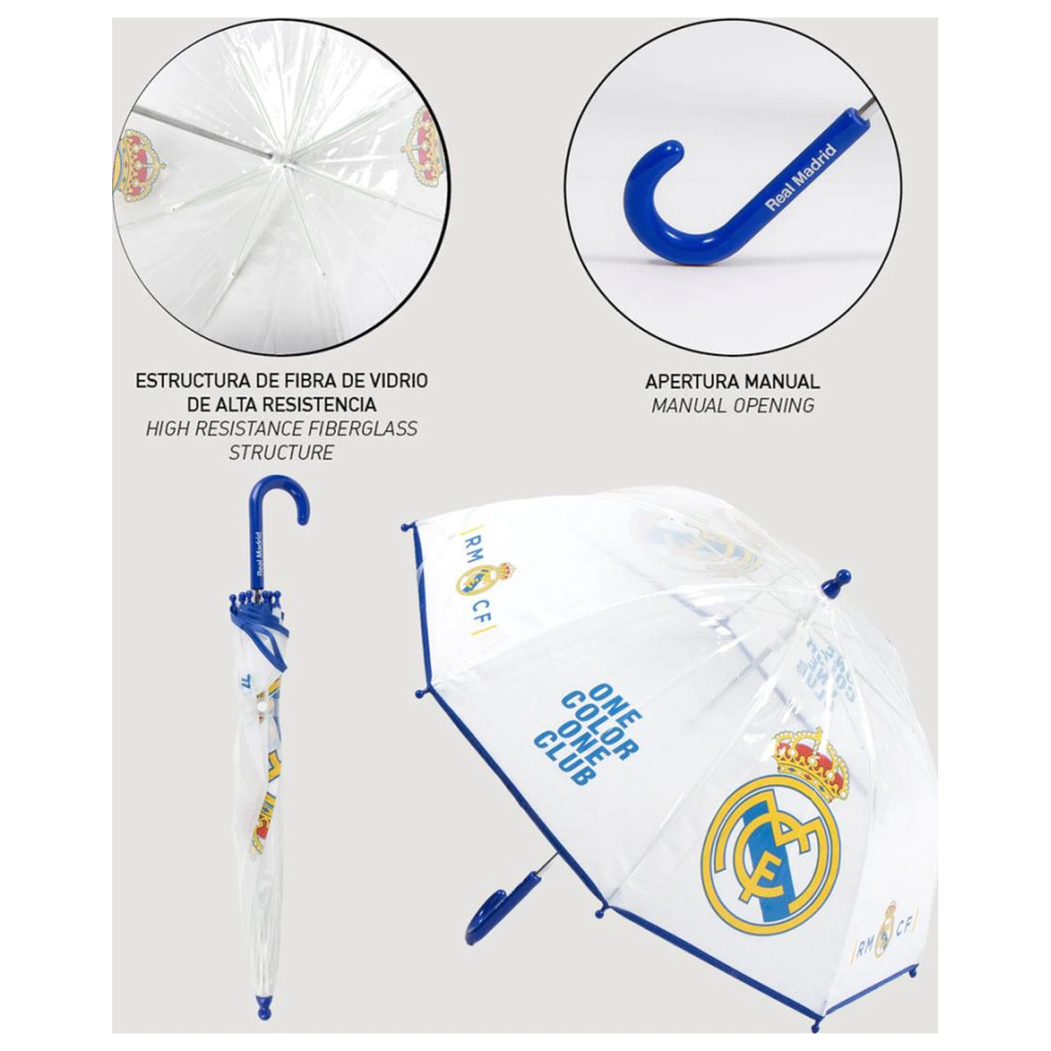 Real Madrid One Color gyerek átlátszó esernyő Ø71 cm termékfotó